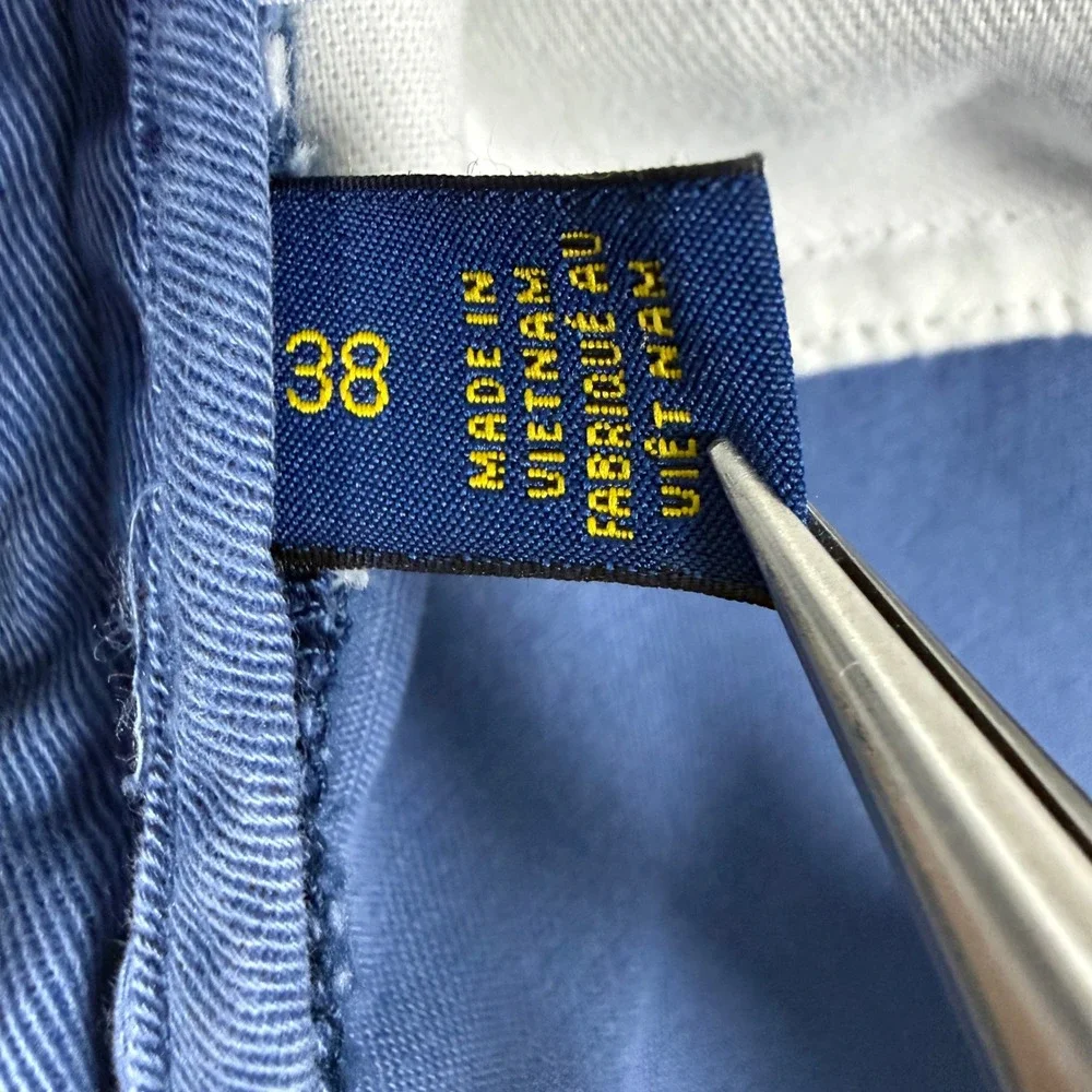 Polo Ralph Lauren Relaxed Fit Shorts Mens 38 Blue Chino Cotton Red Pony Logo